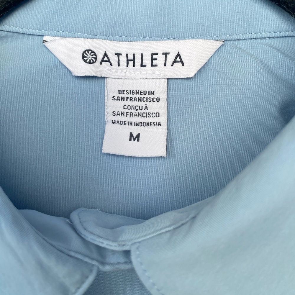 NWT Athleta Oversized Poplin Top Button Up Long Sleeve Heron Blue Women’s Medium - Picture 10 of 13